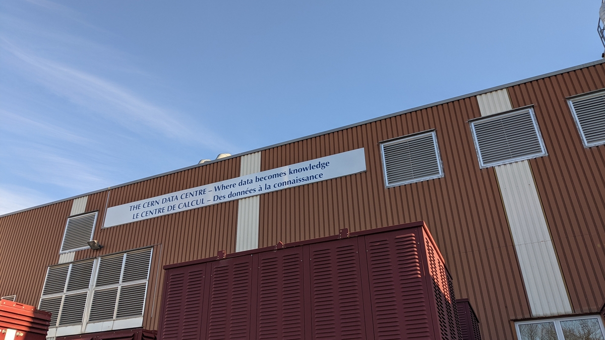 exterior of the CERN data centre building under a blue sky